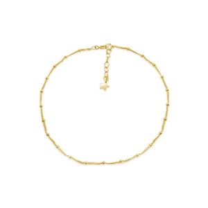 Sterling Silver Yellow Gold Ball Chain Anklet