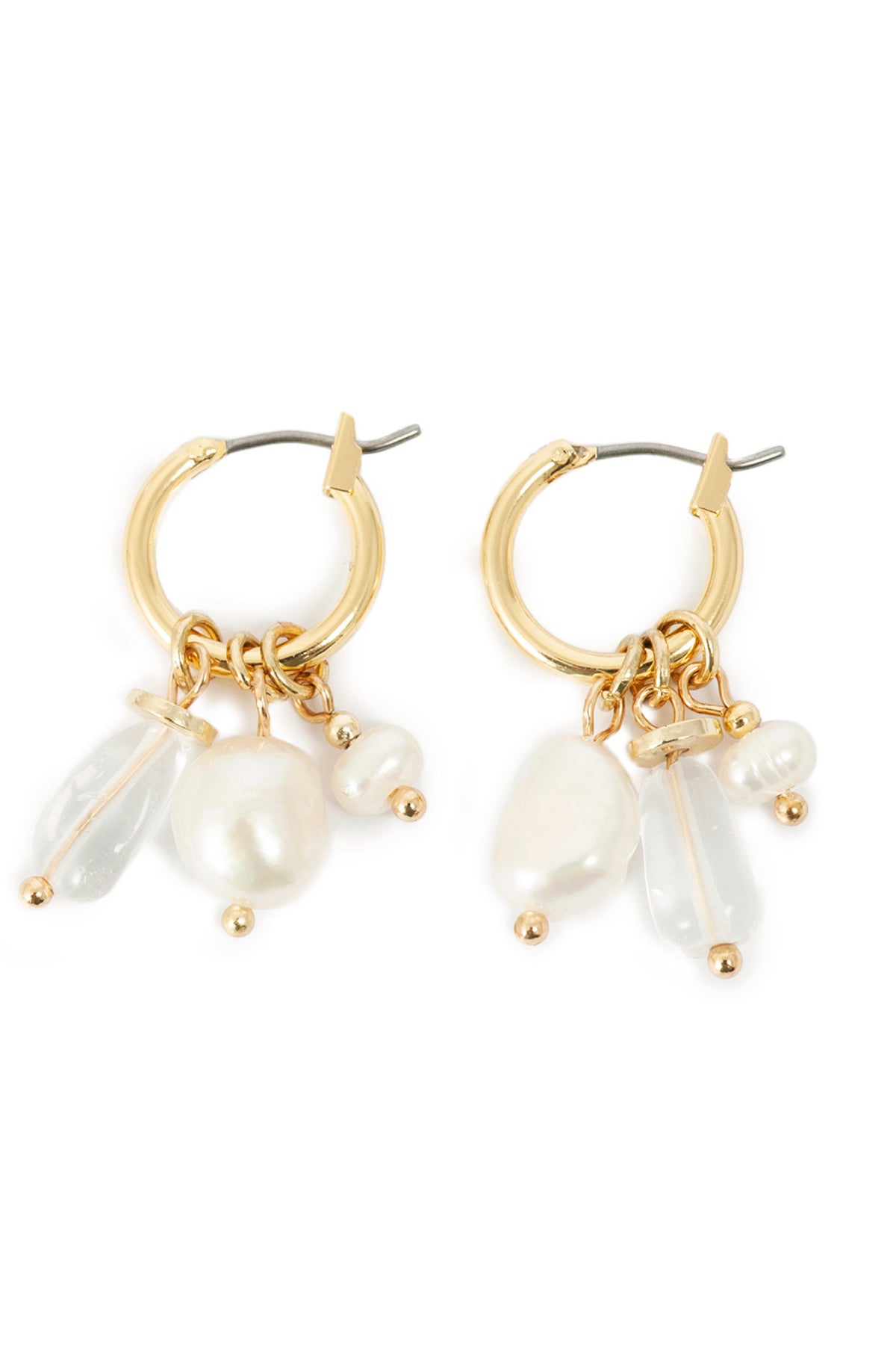 White Delight Bunch Hoop Earrings Gold