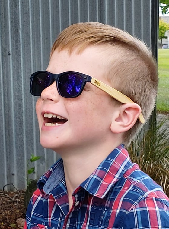 Kids Sunnies Navy With Reflective Lens