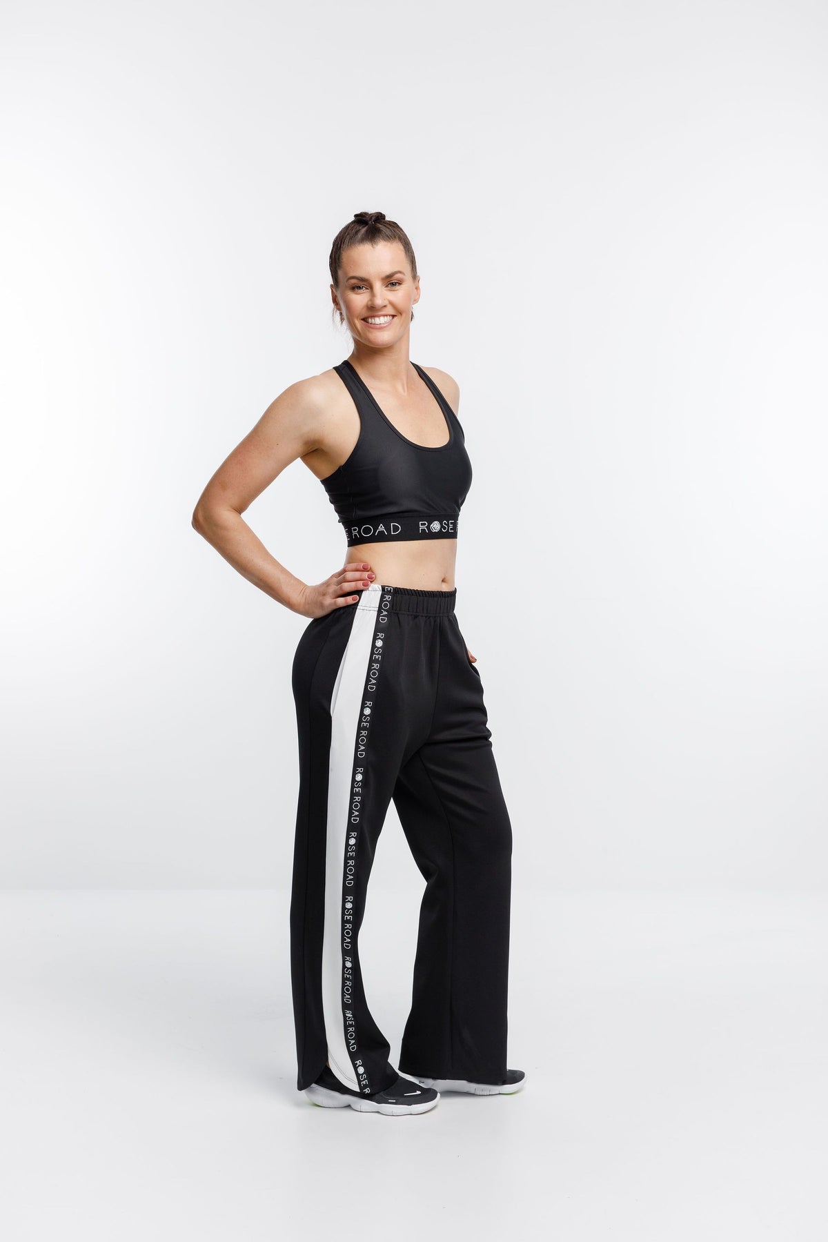 Leigh Pant Black With White Logo Panel Details