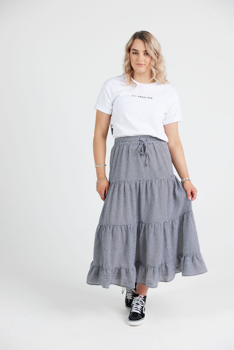 Lola Skirt by Addison Clothing  BLACK GINGHAM  Rock Your Bump