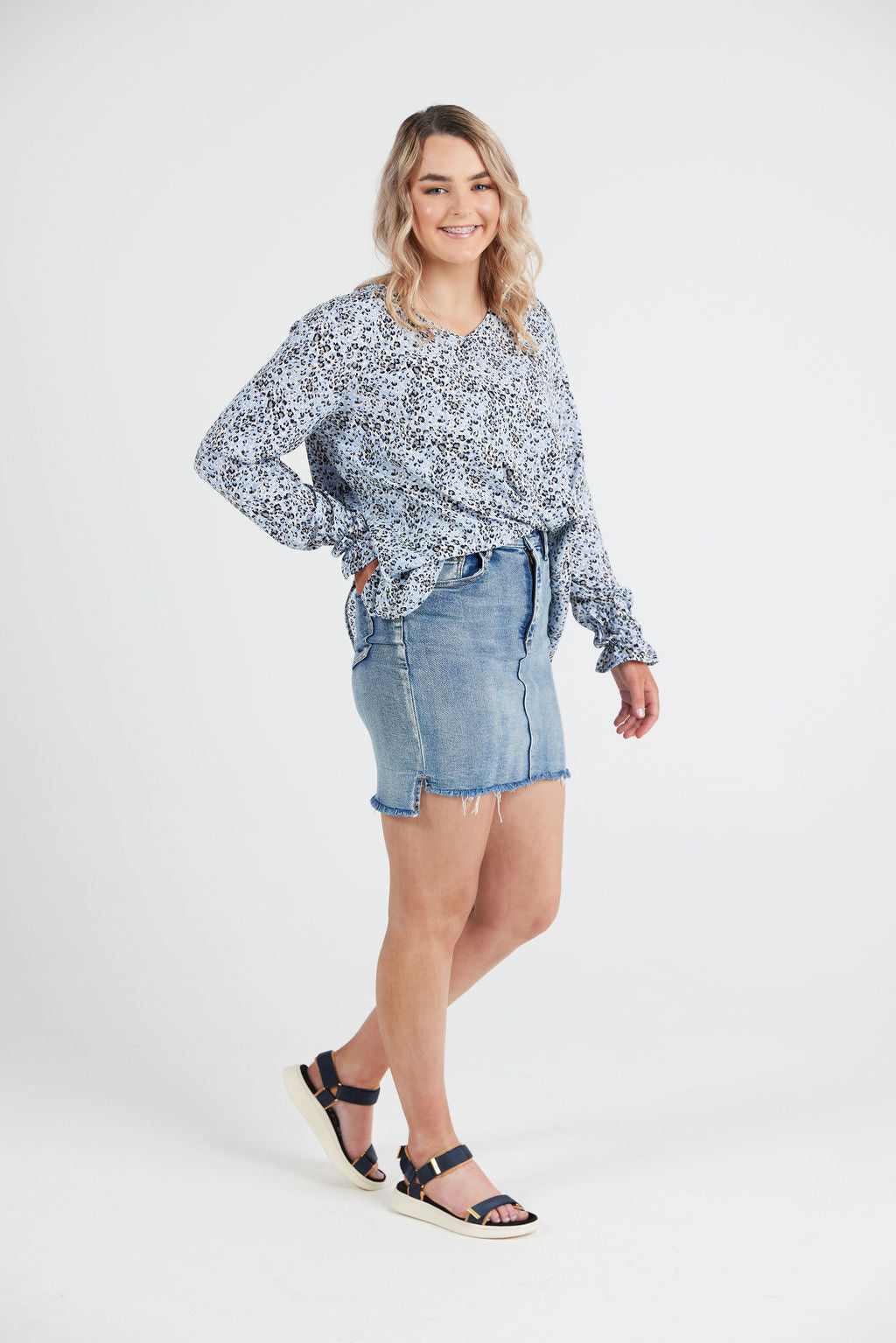 Grace Top Blue Leopard