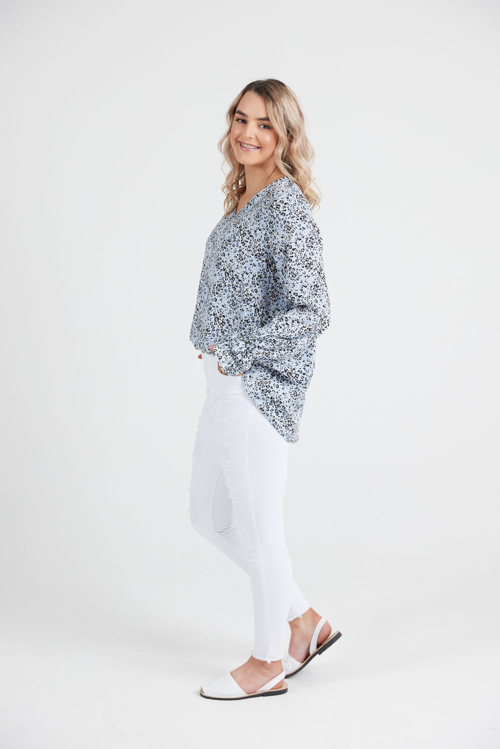 Grace Top Blue Leopard