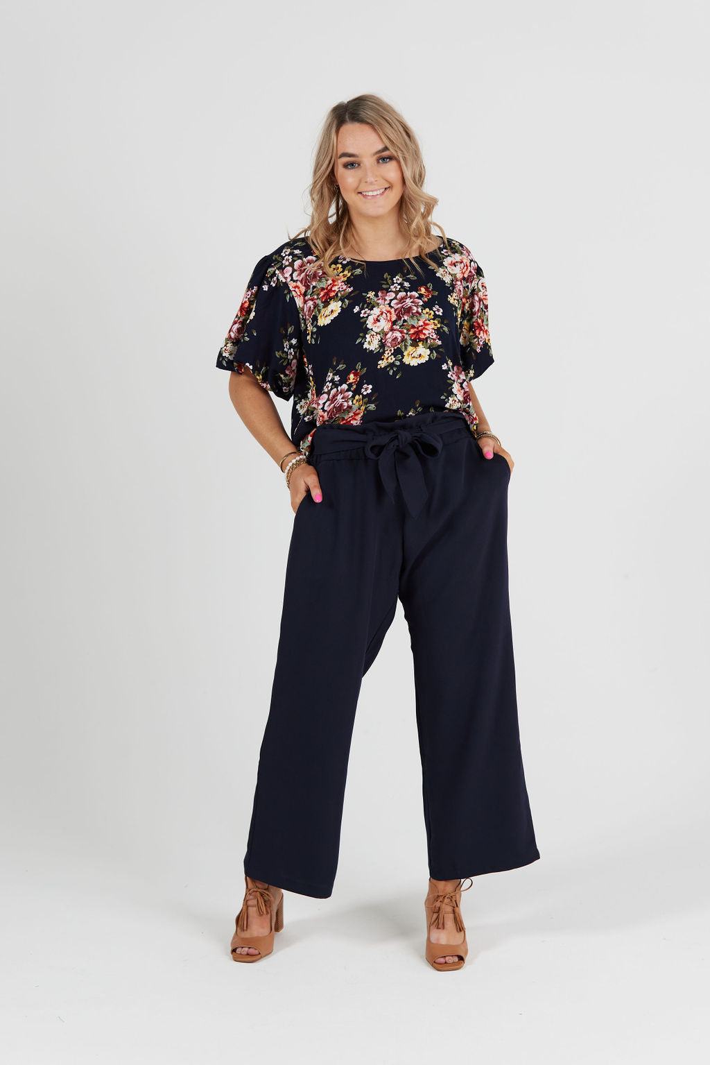 Peony Top Navy Floral