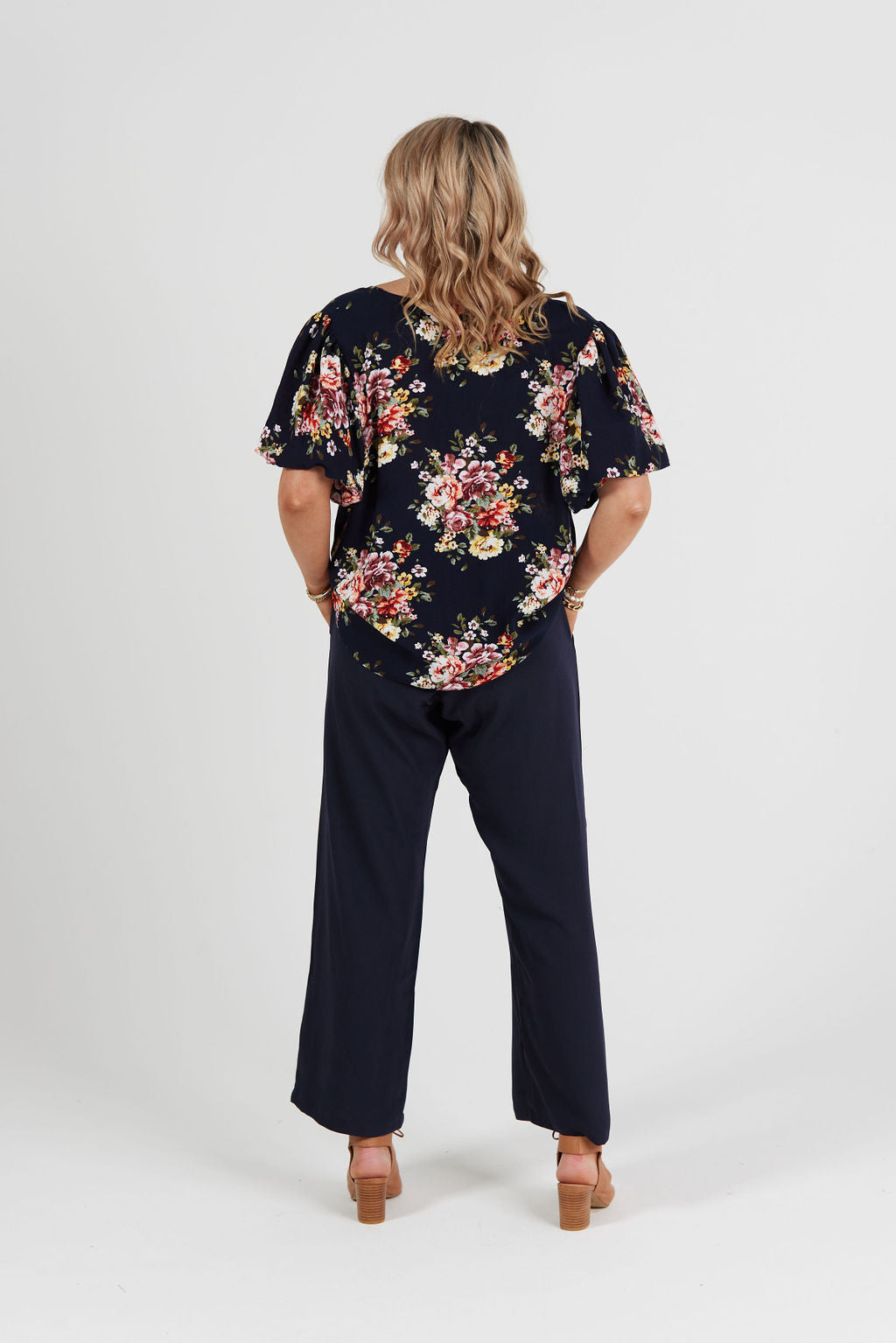 Peony Top Navy Floral