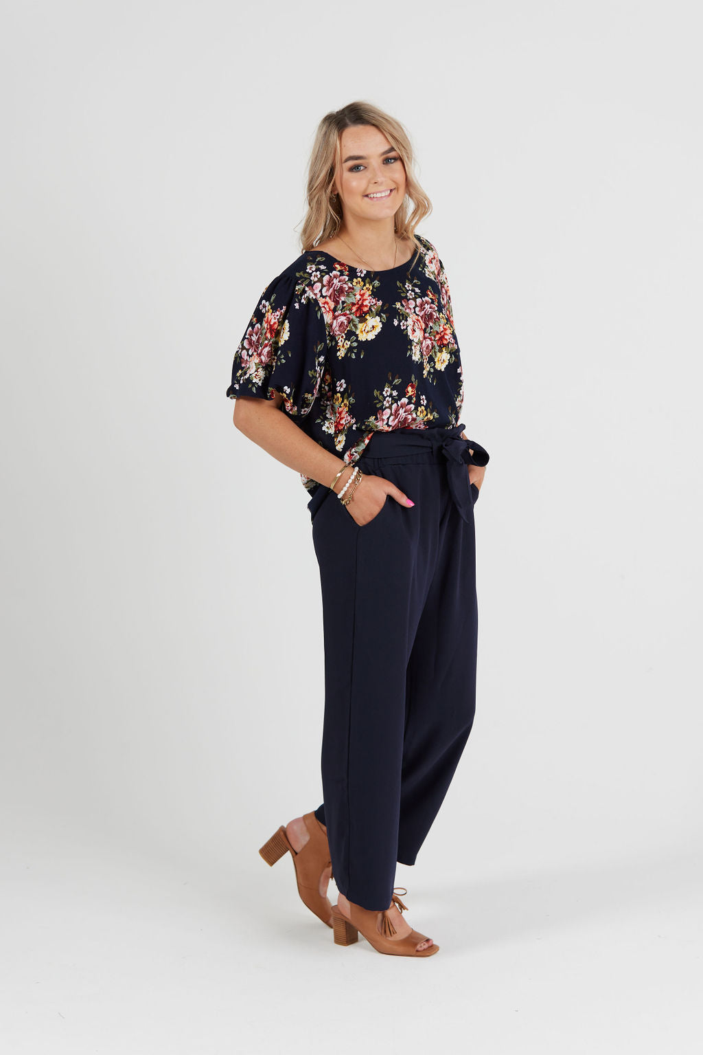 Peony Top Navy Floral