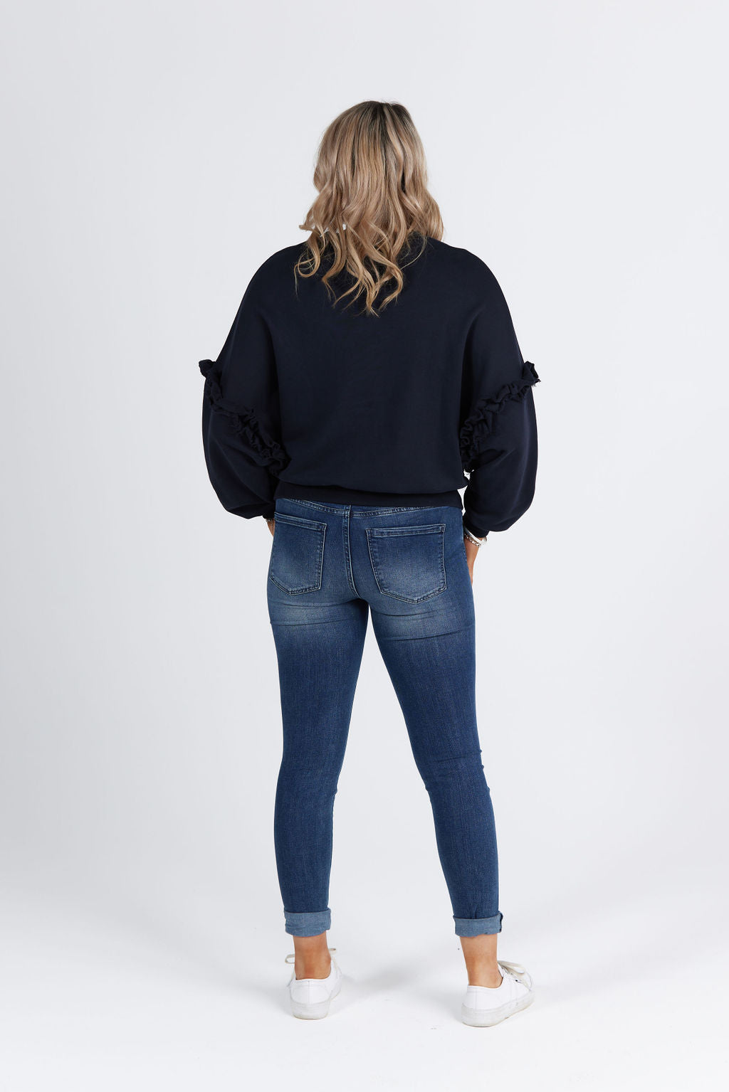 Eloise Ruffle Sweater Navy