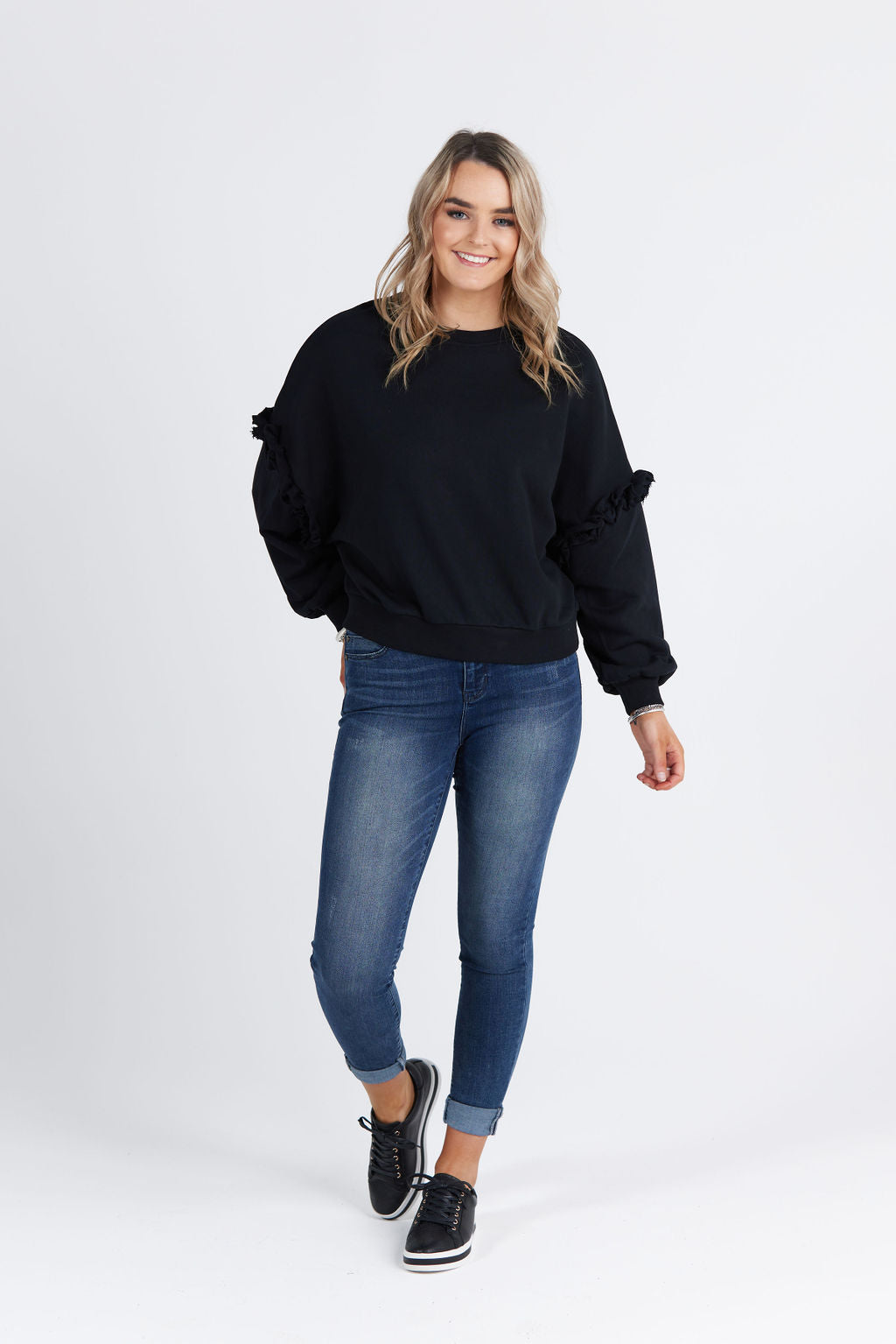 Eloise Ruffle Sweater Black