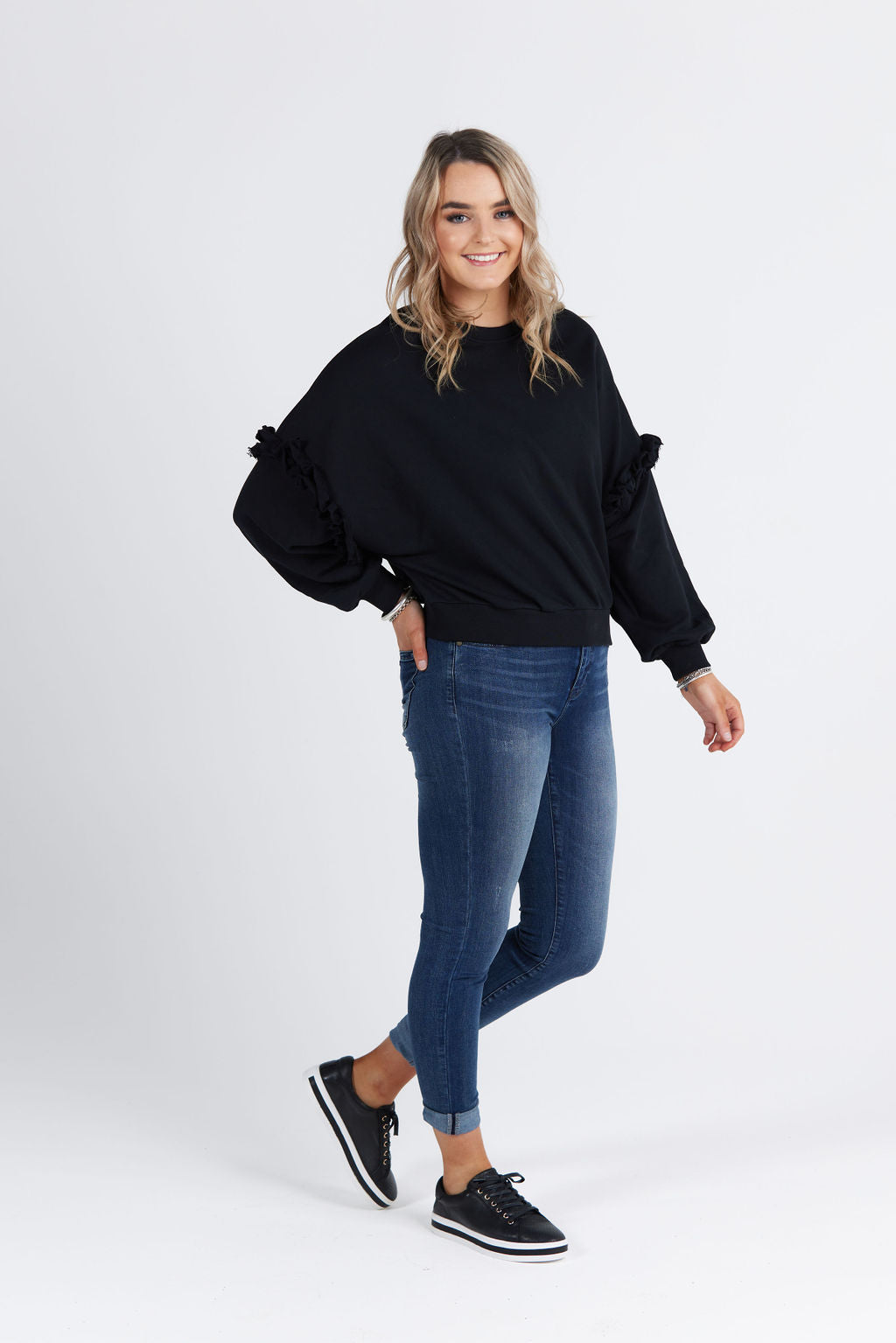 Eloise Ruffle Sweater Black