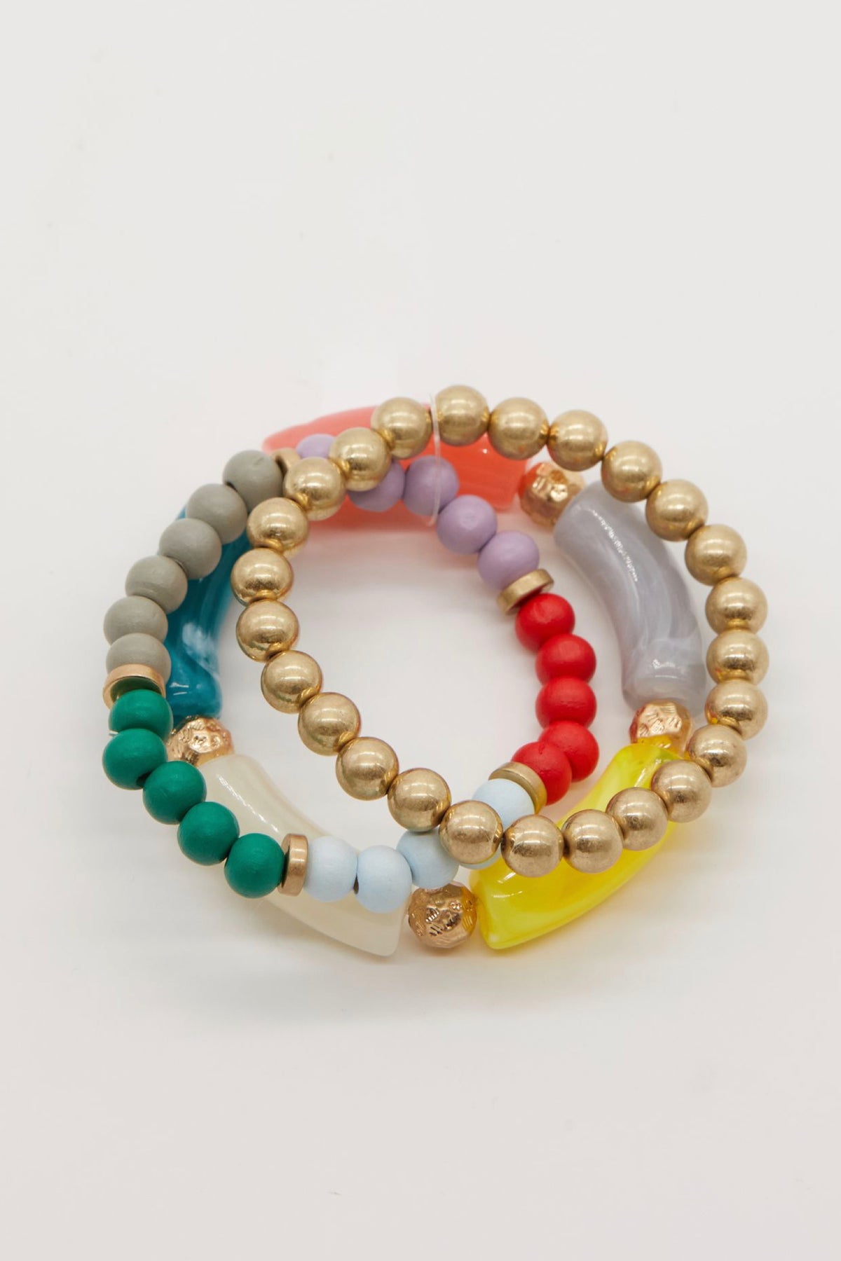 Bright/Pastel Mixed Beads Bracelet- Set of 3