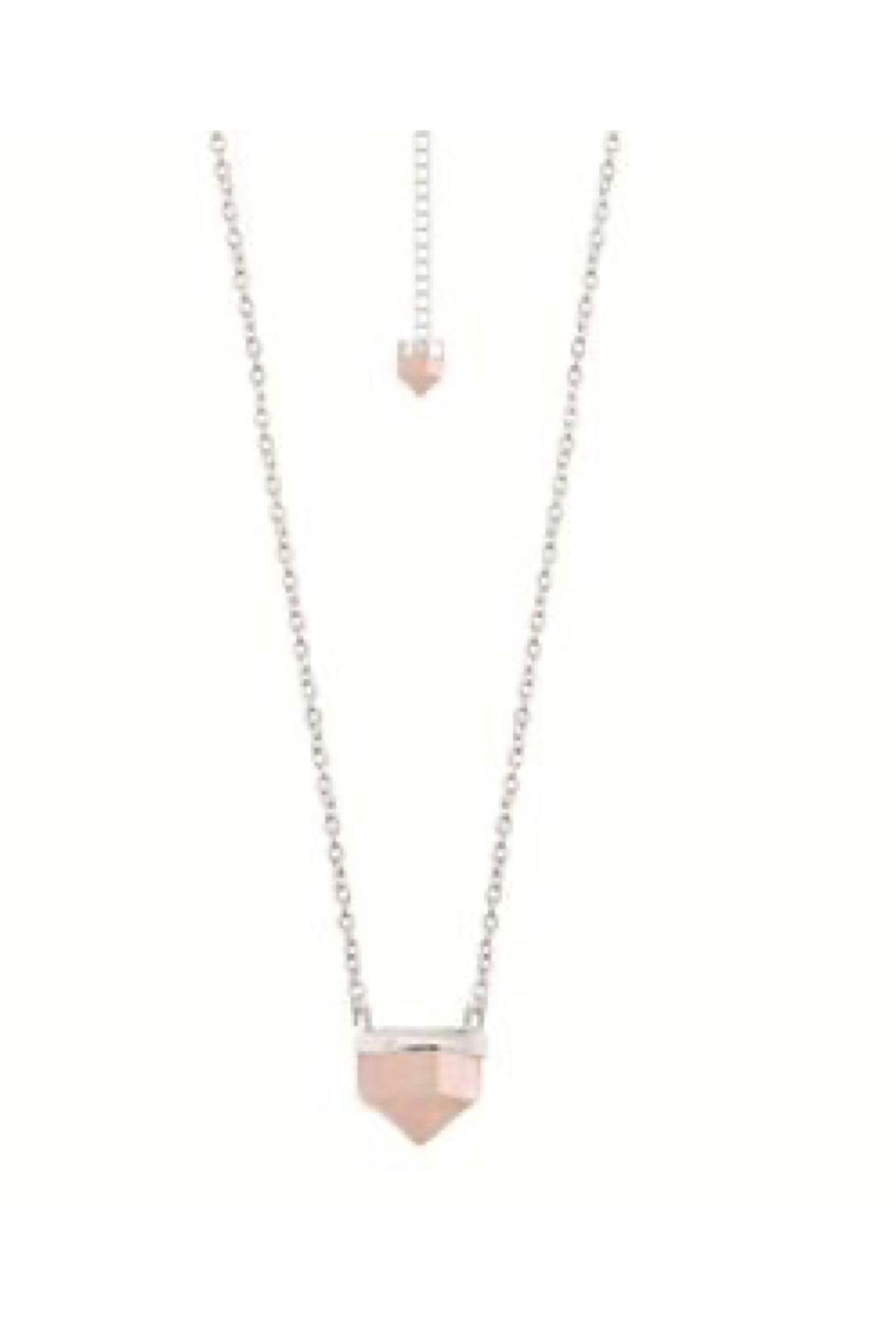 Sterling Silver Chunky Rose Quartz Necklace