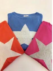 Classic Cotton Star Jumper Hot Pink/Silver