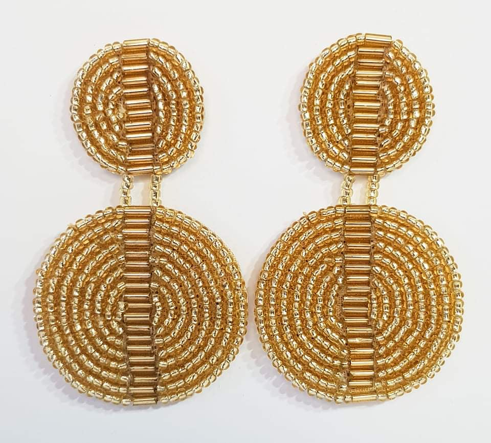 En Vacances Earrings 2 Bead Circle Gold