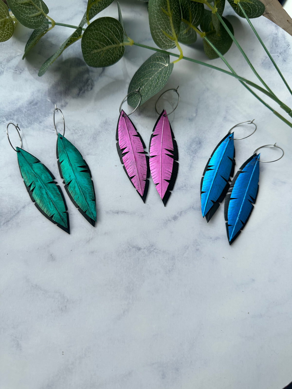 Medium Pink Feather Earrings