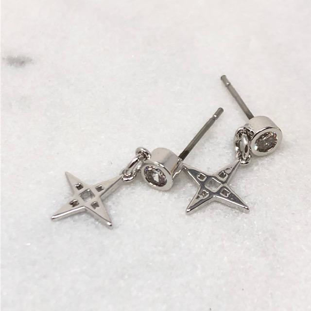 Star Stud Earrings Platium
