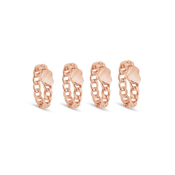 Rose Gold Chain Link With Heart Ring