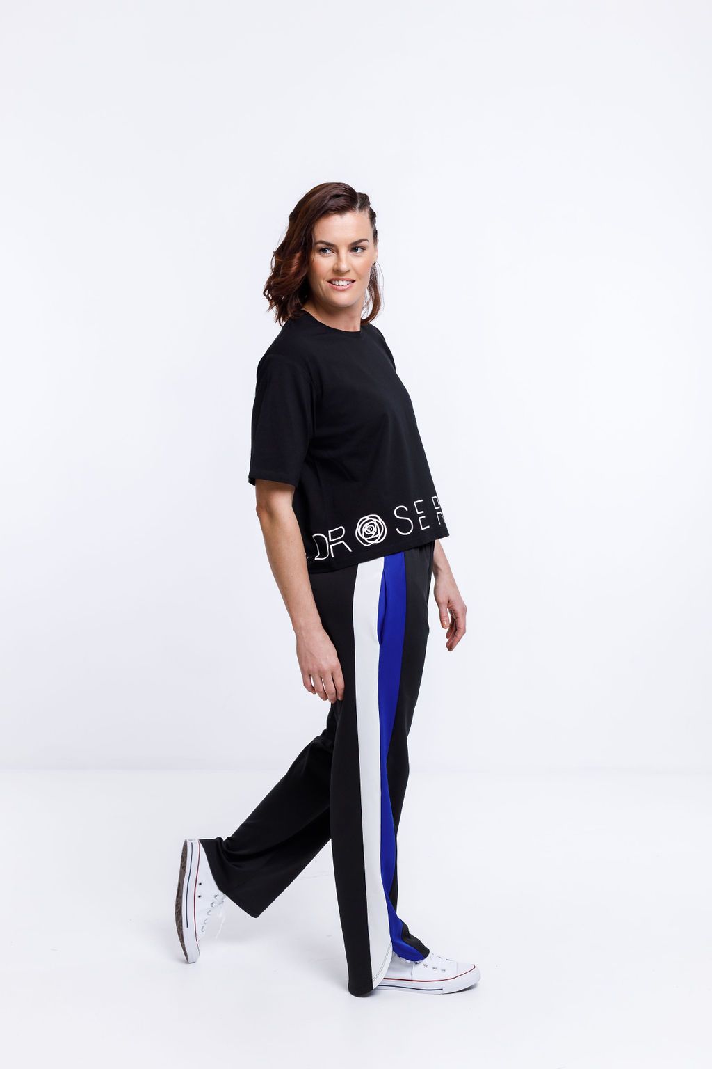 Leigh Pant Black With Blue & White Panel