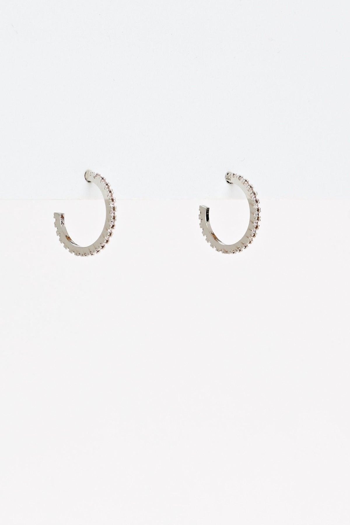 Crystal Hoop Earrings Silver