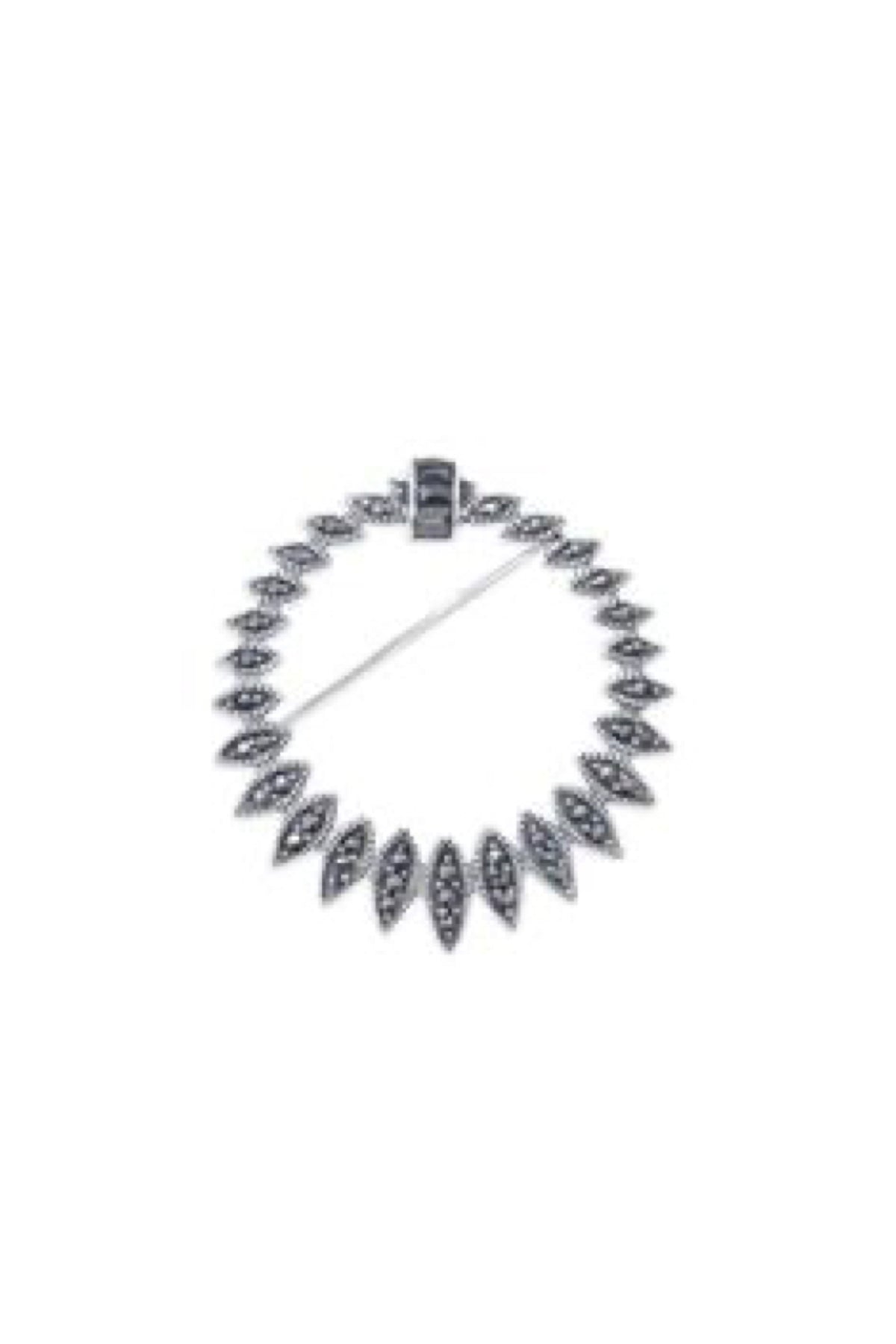 Sterling Silver Marcasite Round Brooch