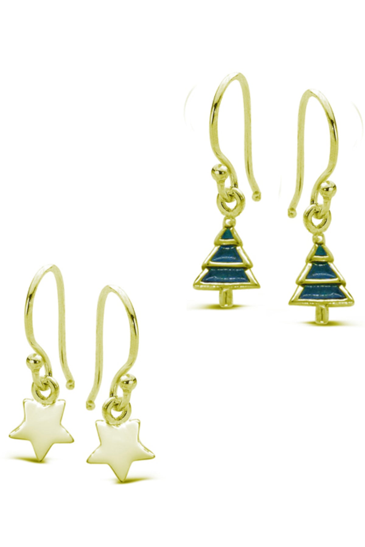 Gold Dangle Star And Tree Earring Pack
