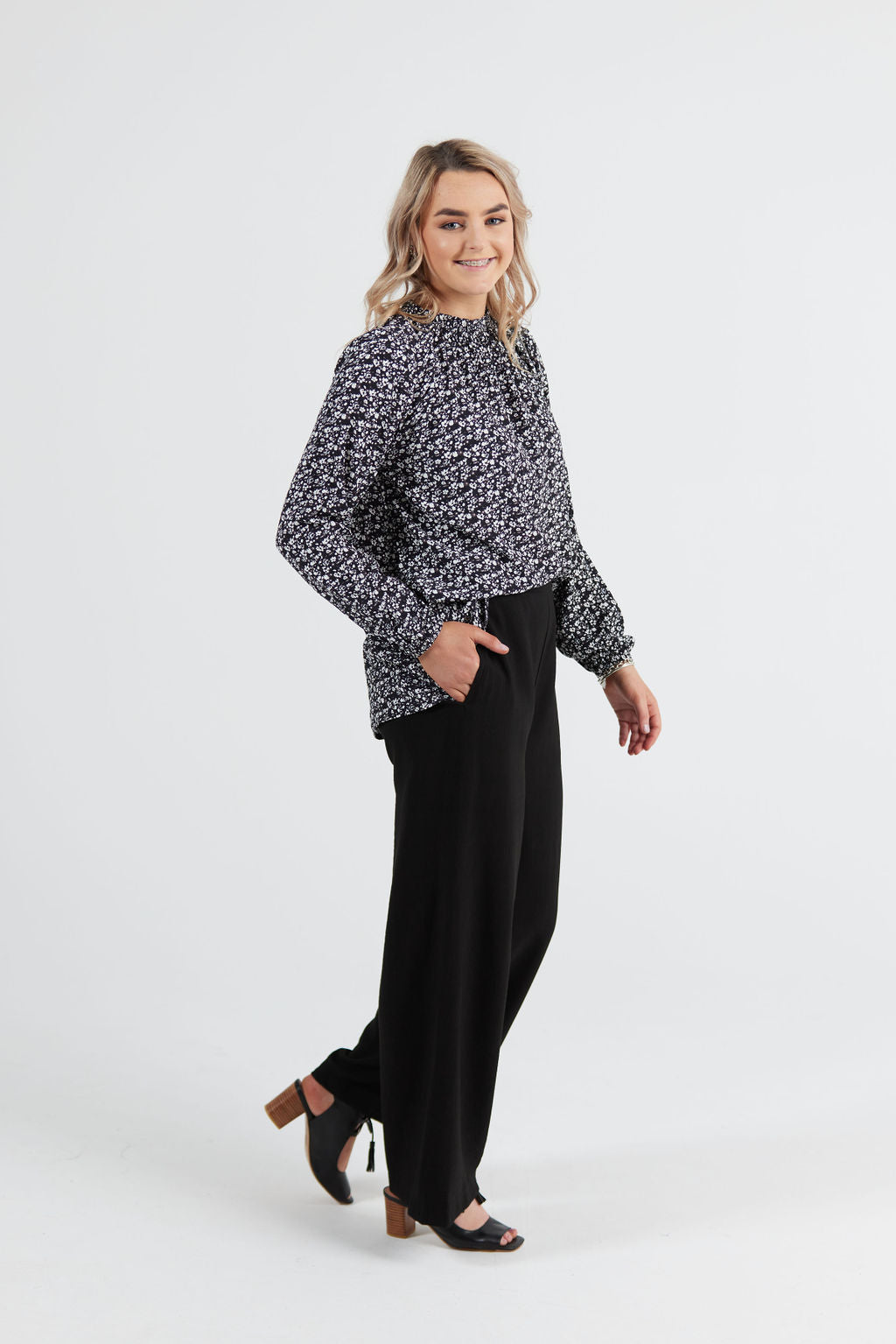 Hannah Top Black Print