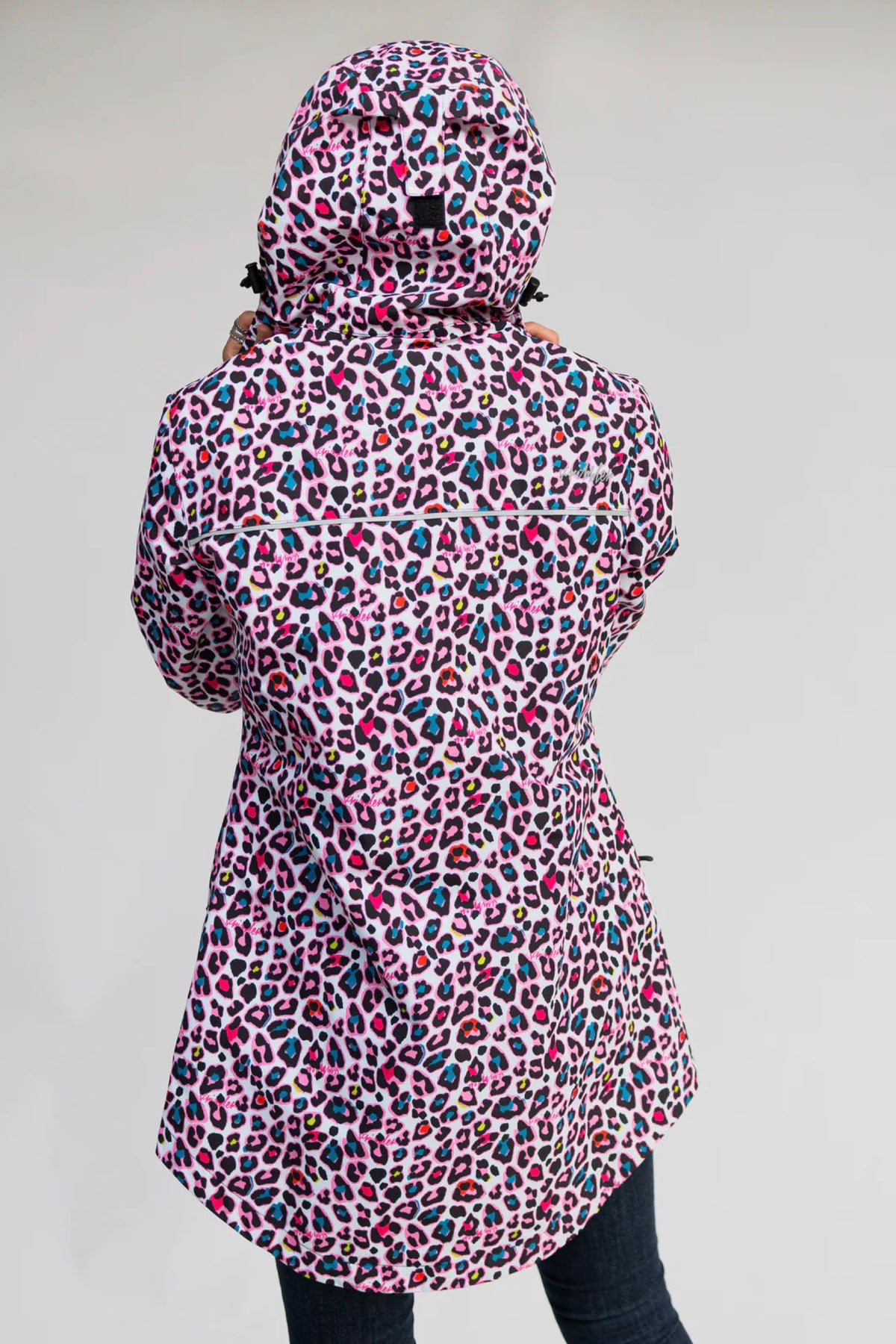 Neon Leopard Waterproof Mesh Lined Raincoat