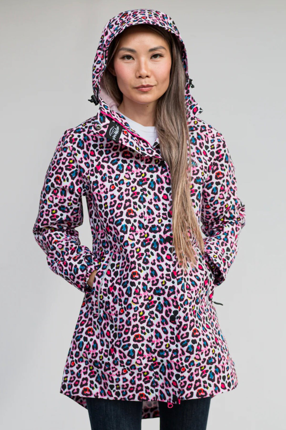 Neon Leopard Waterproof Mesh Lined Raincoat