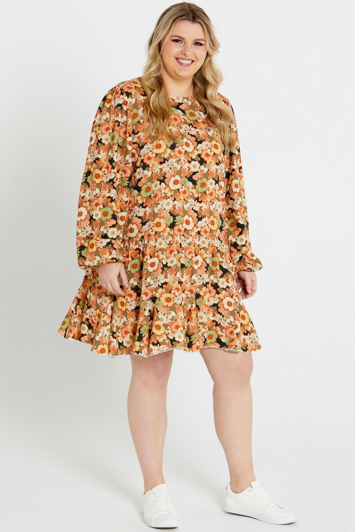 Valerie Belted Tiered Mini Dress Fall Floral