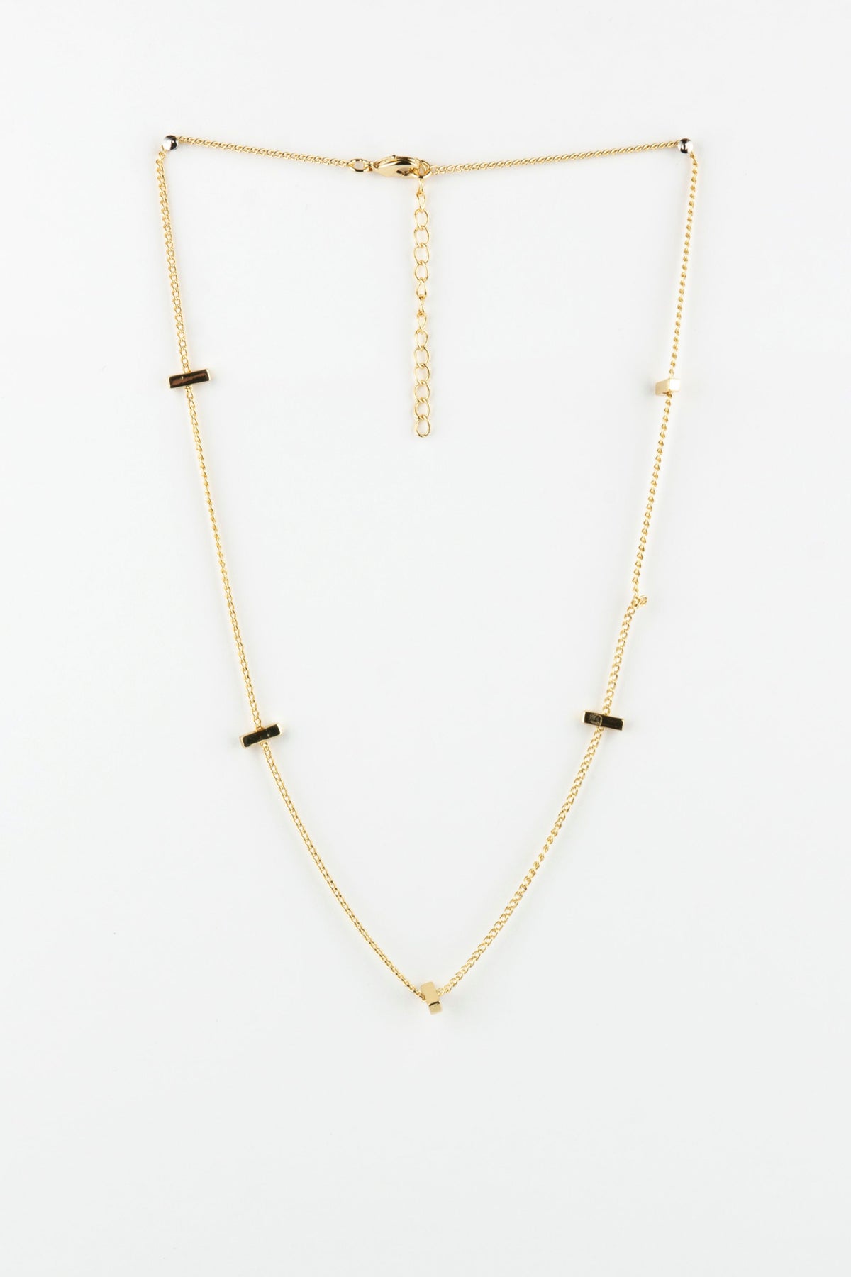 Fine Chain with Small Bars Necklace Gold