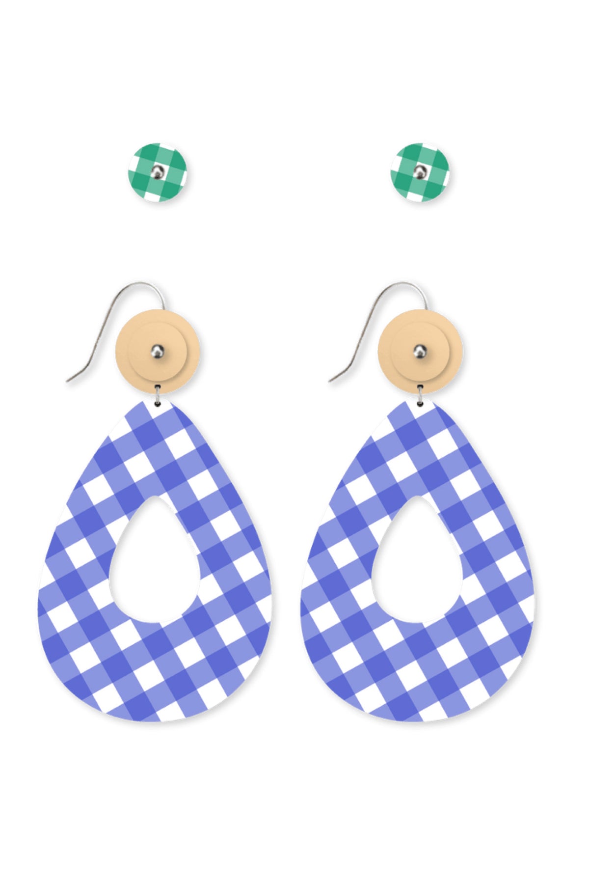 Gingham Sapphire Duo Avo Pack Earrings