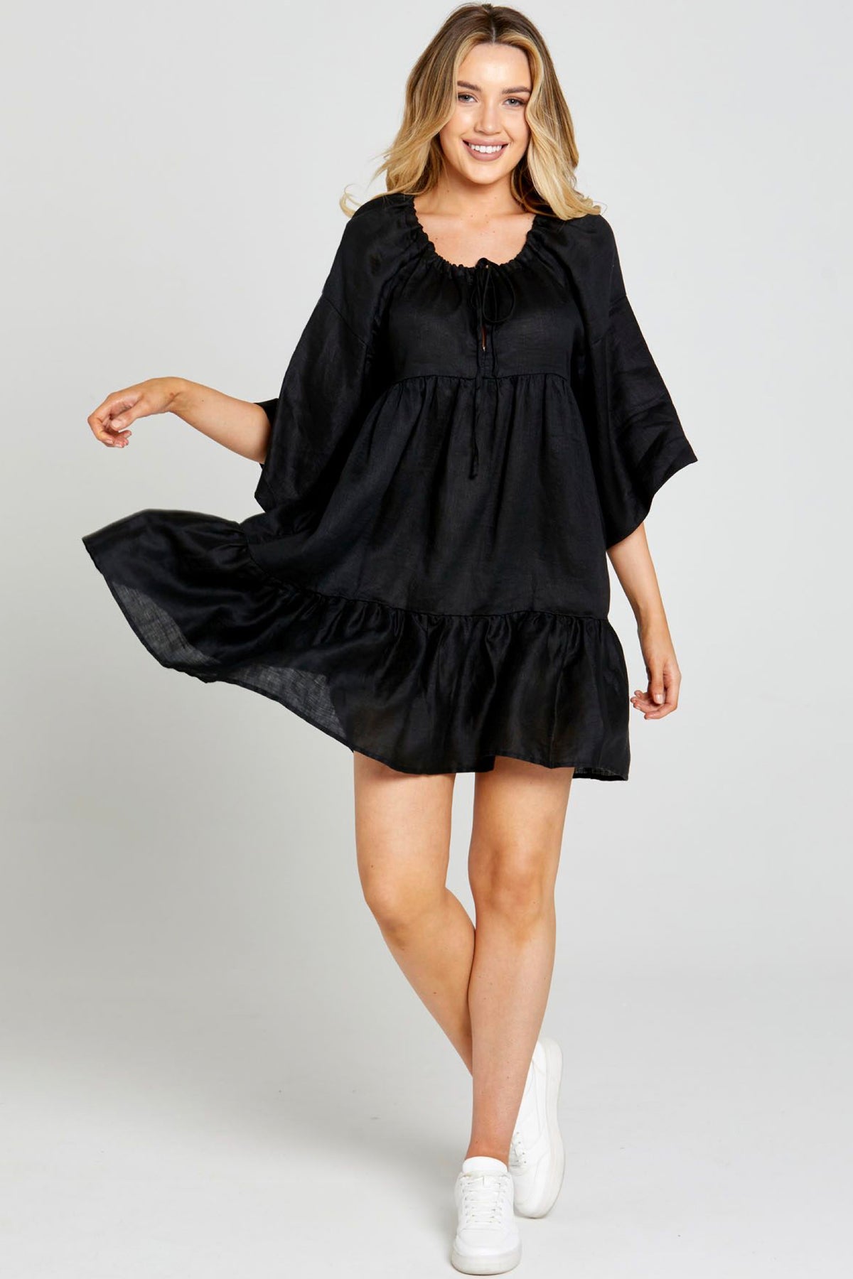Cassie Kaftan Mini Dress Black