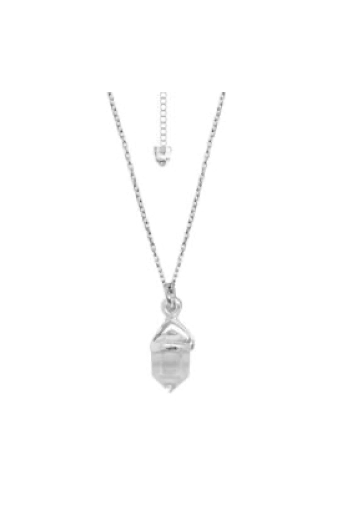 Sterling Silver Pencil Point Clear Quartz Necklace