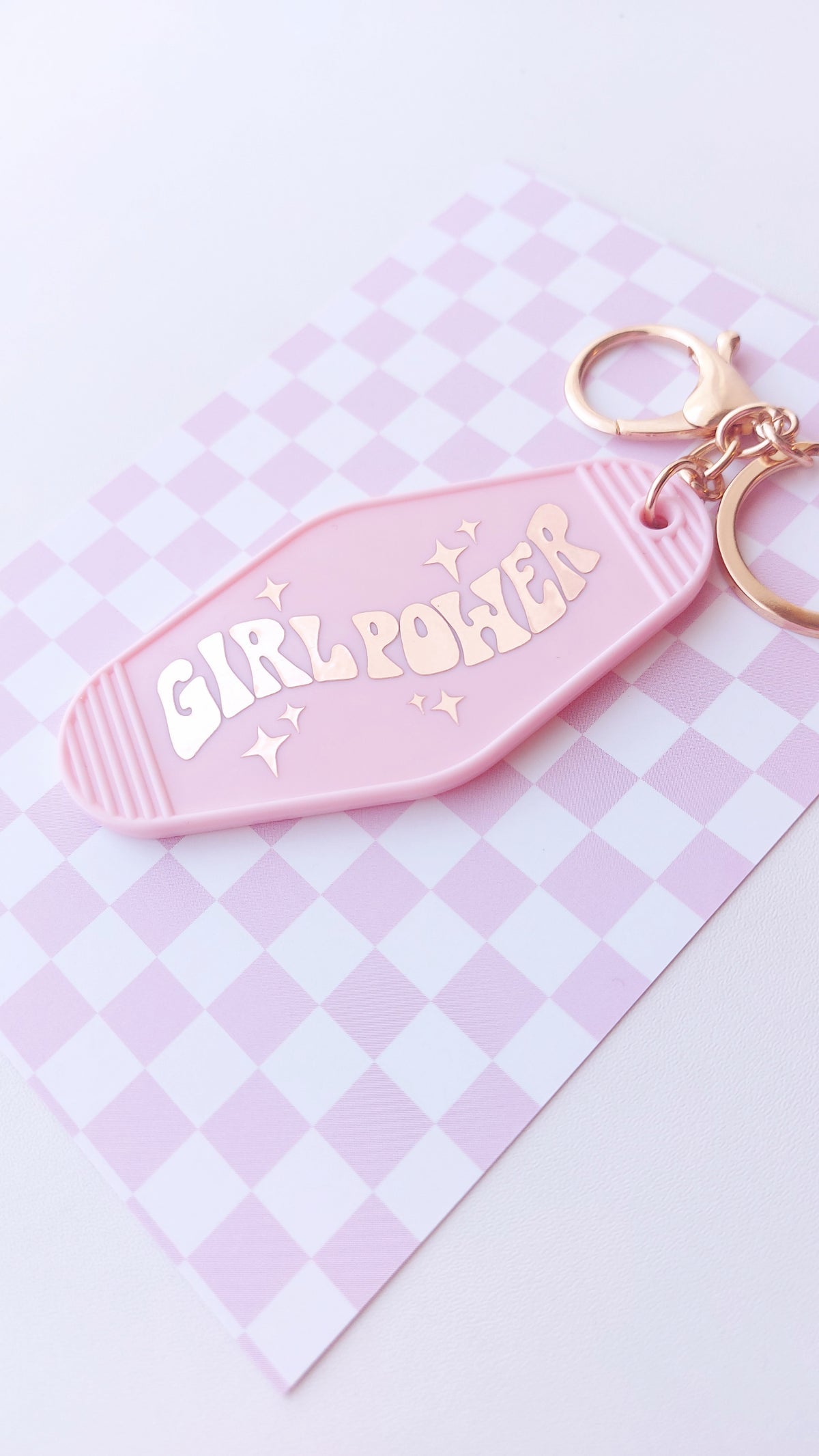 Retro Motel Keychain 'Girl Power'- ROSE GOLD