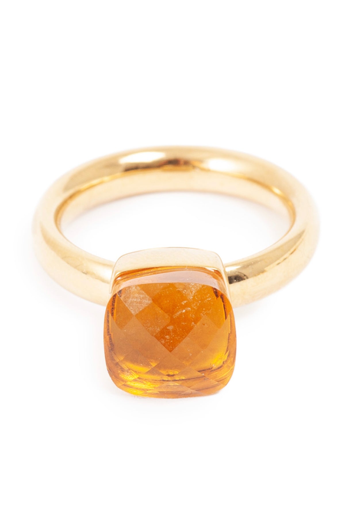 Glass Topaz Gold Steel Ring