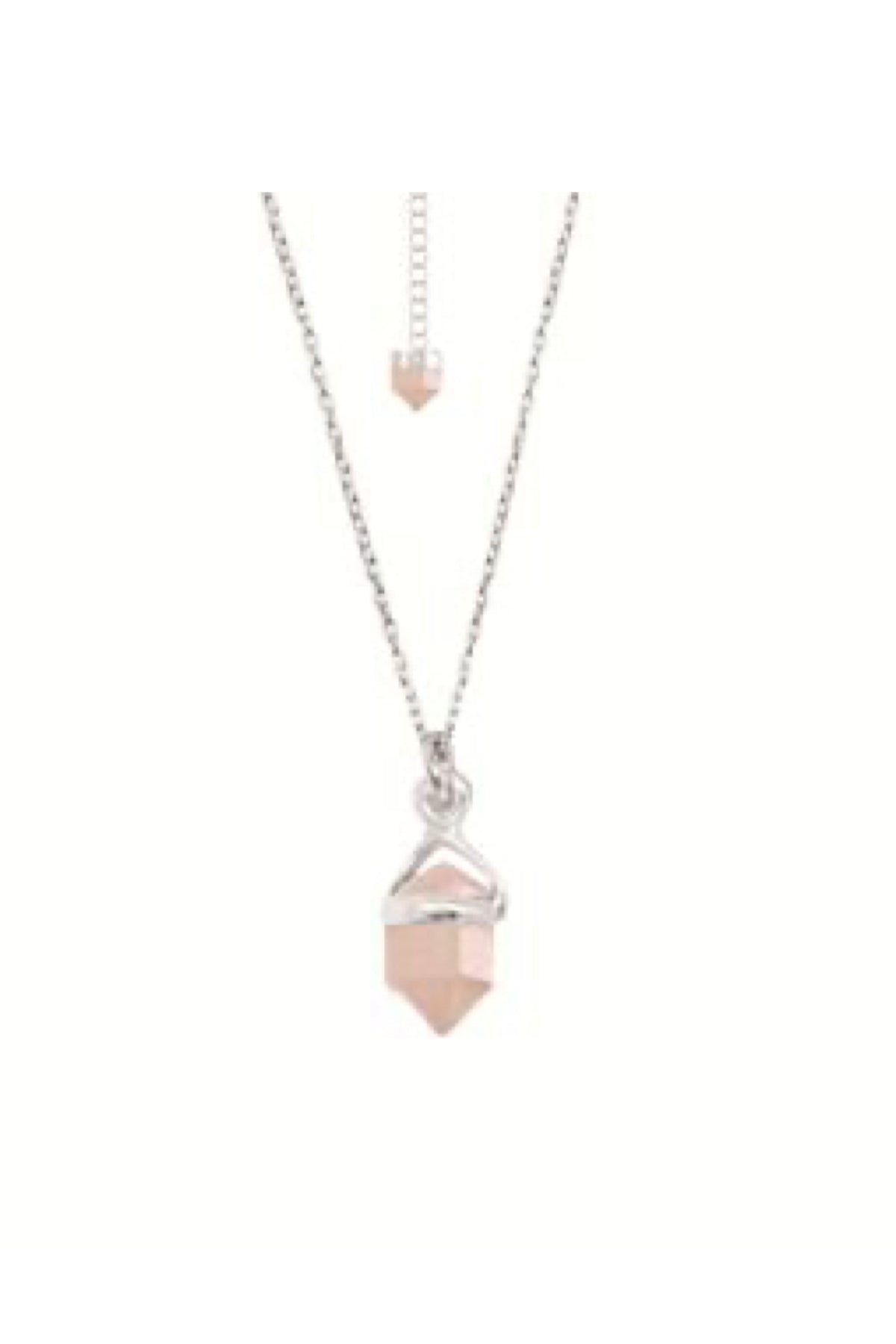 Sterling Silver Pencil Point Rose Quartz Necklace