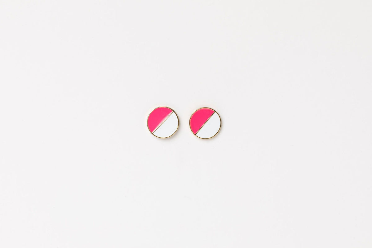 Pink White Dot Earrings