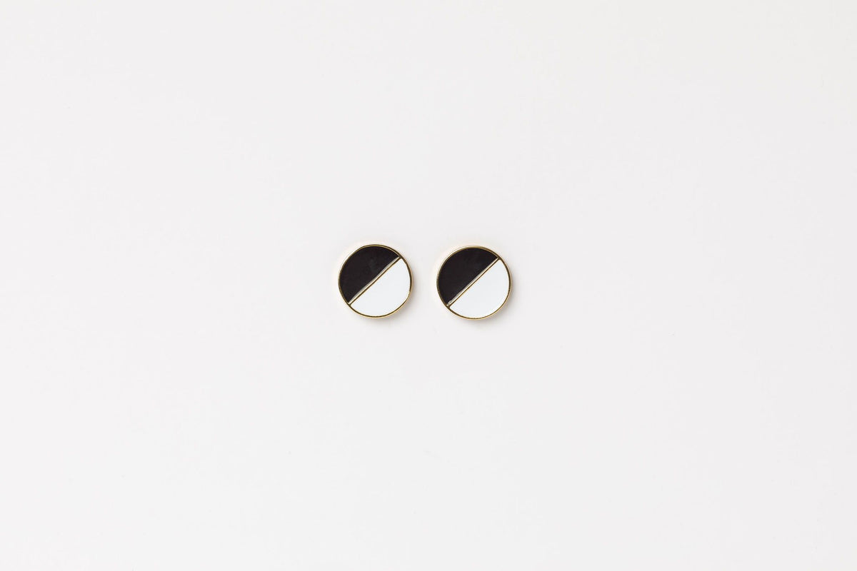 White Black Dot Earrings