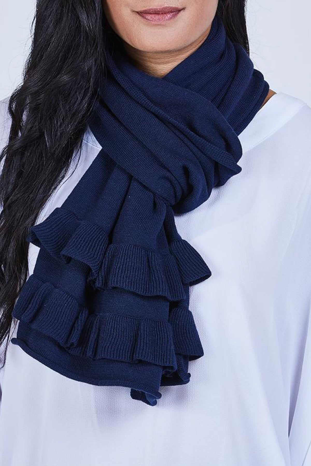 Ruffle Scarf Navy