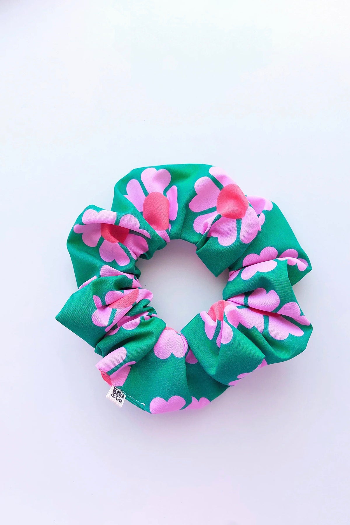 Green Flower Scrunchie