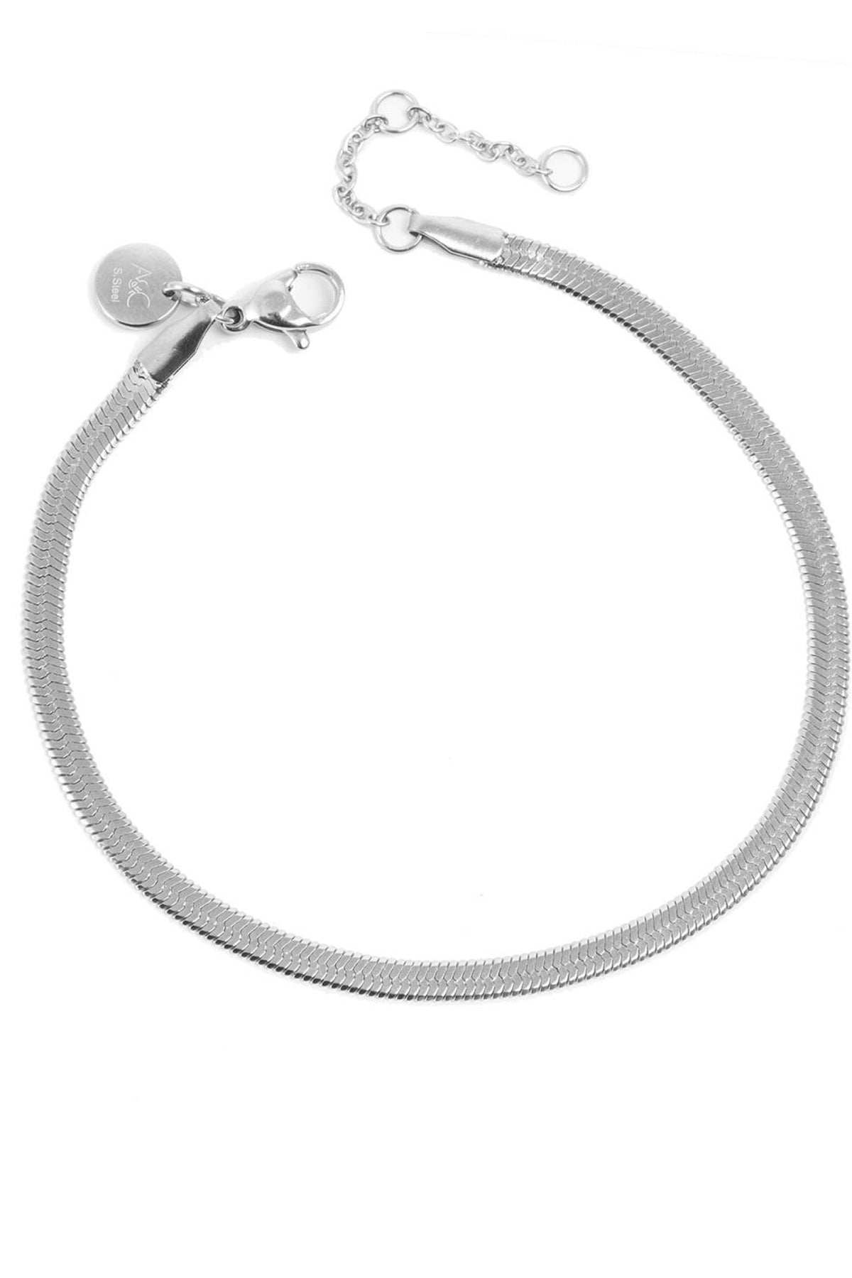 Snake Chain Unisex Bracelet Silver 17.5cm