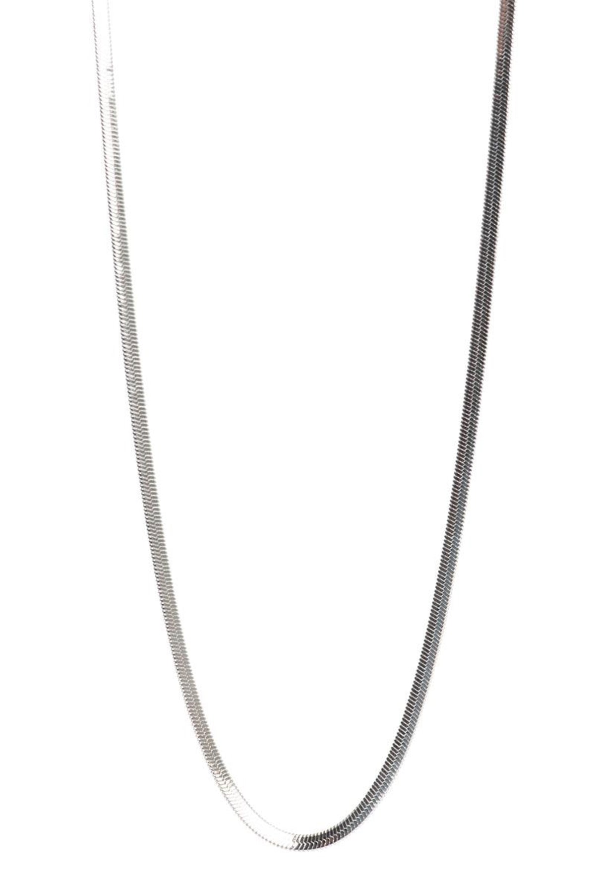 Short Chain Steel Snake Necklace Silver