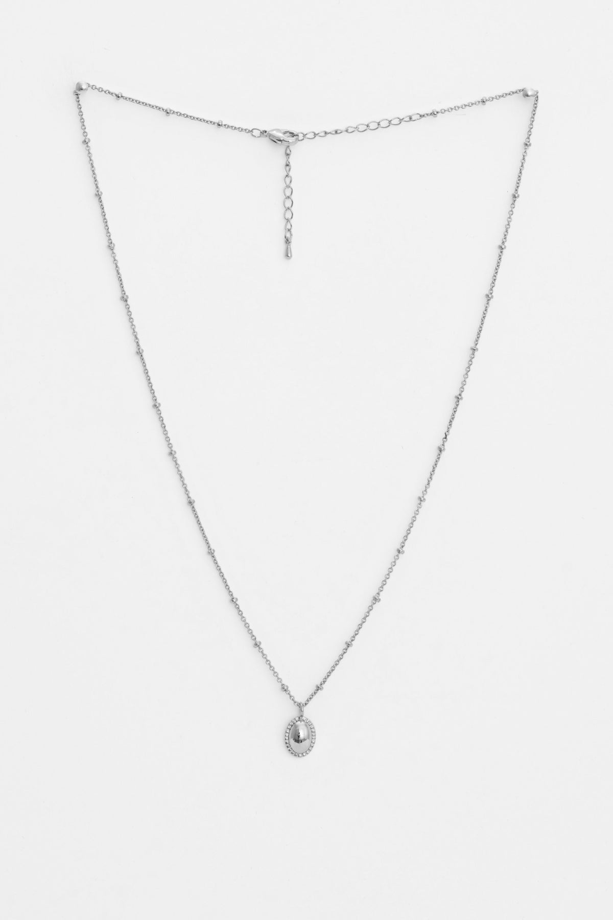 Oval Locket Necklace Silver