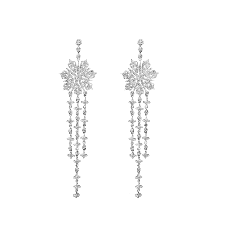 Snowflake Drop Embellished Earrings Silver