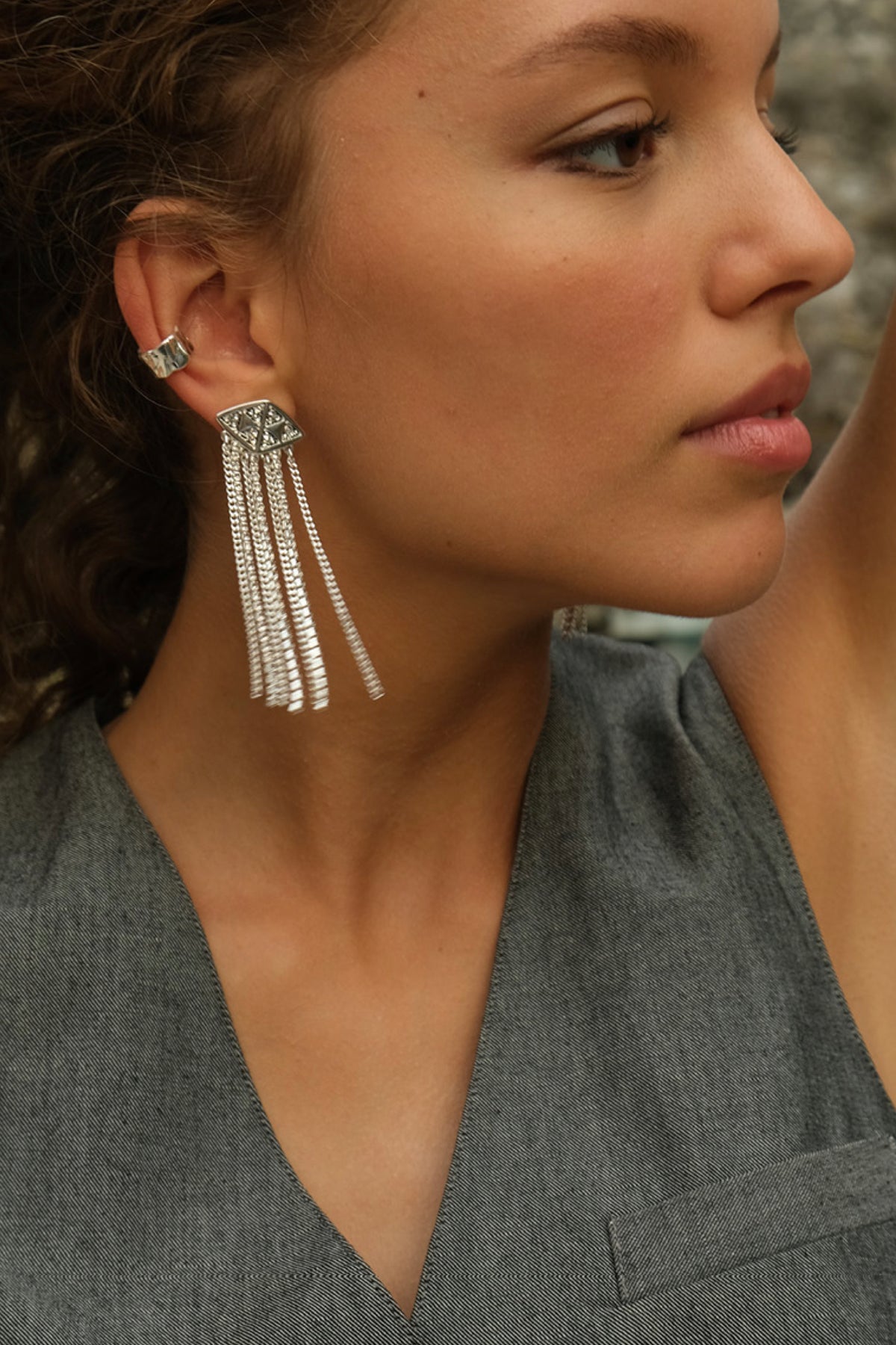 Shine Bright Long Statement Earrings Silver