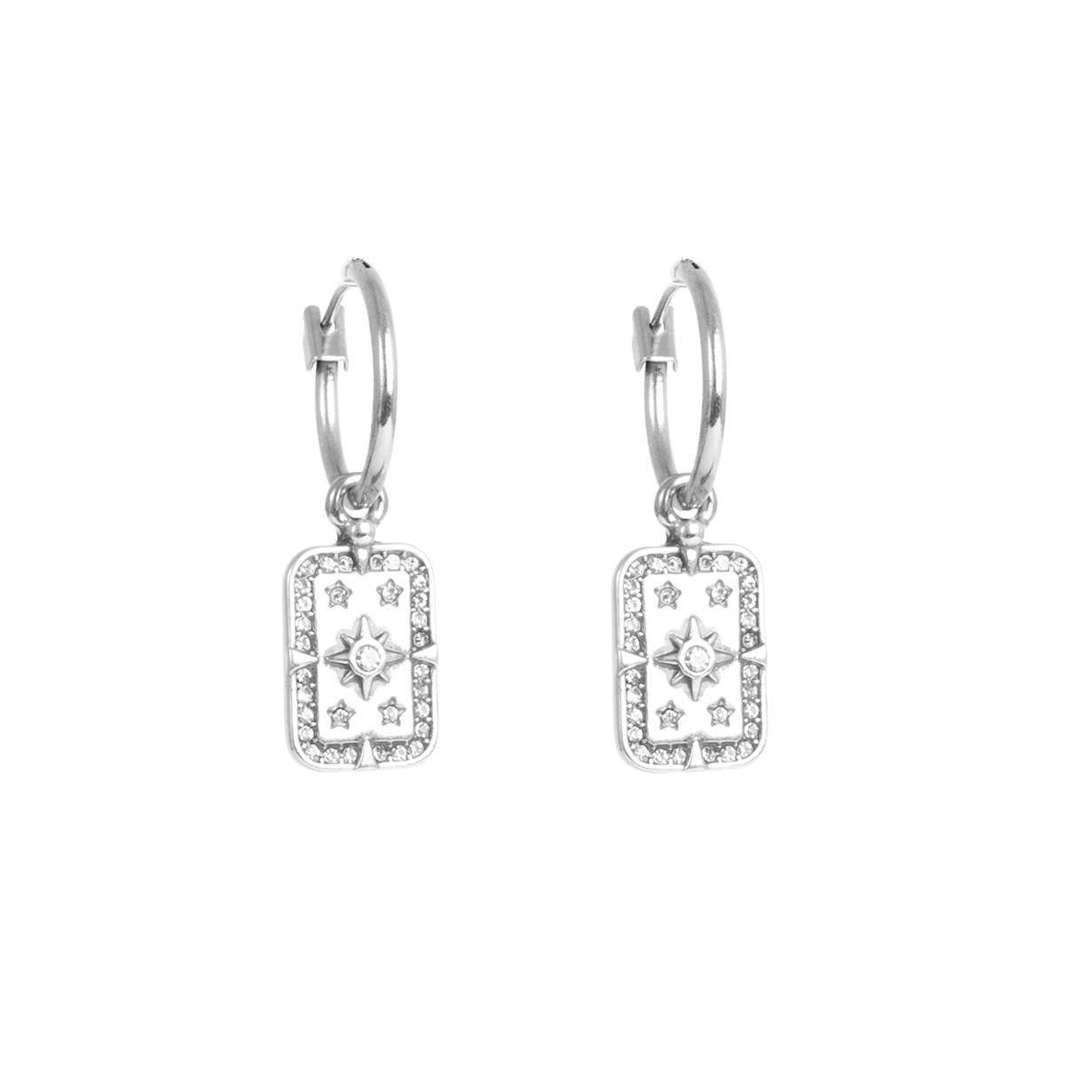 Medium Earrings With Charm Astro Silver