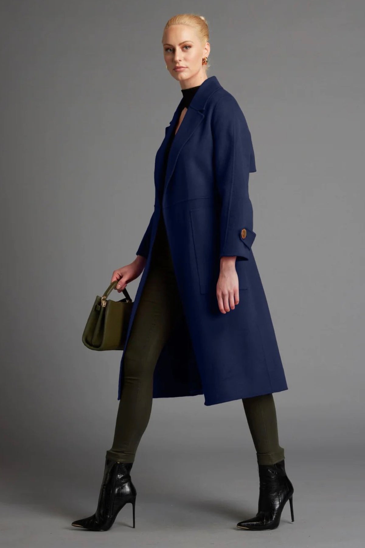 Withering Belted Wrap Trench Coat Navy