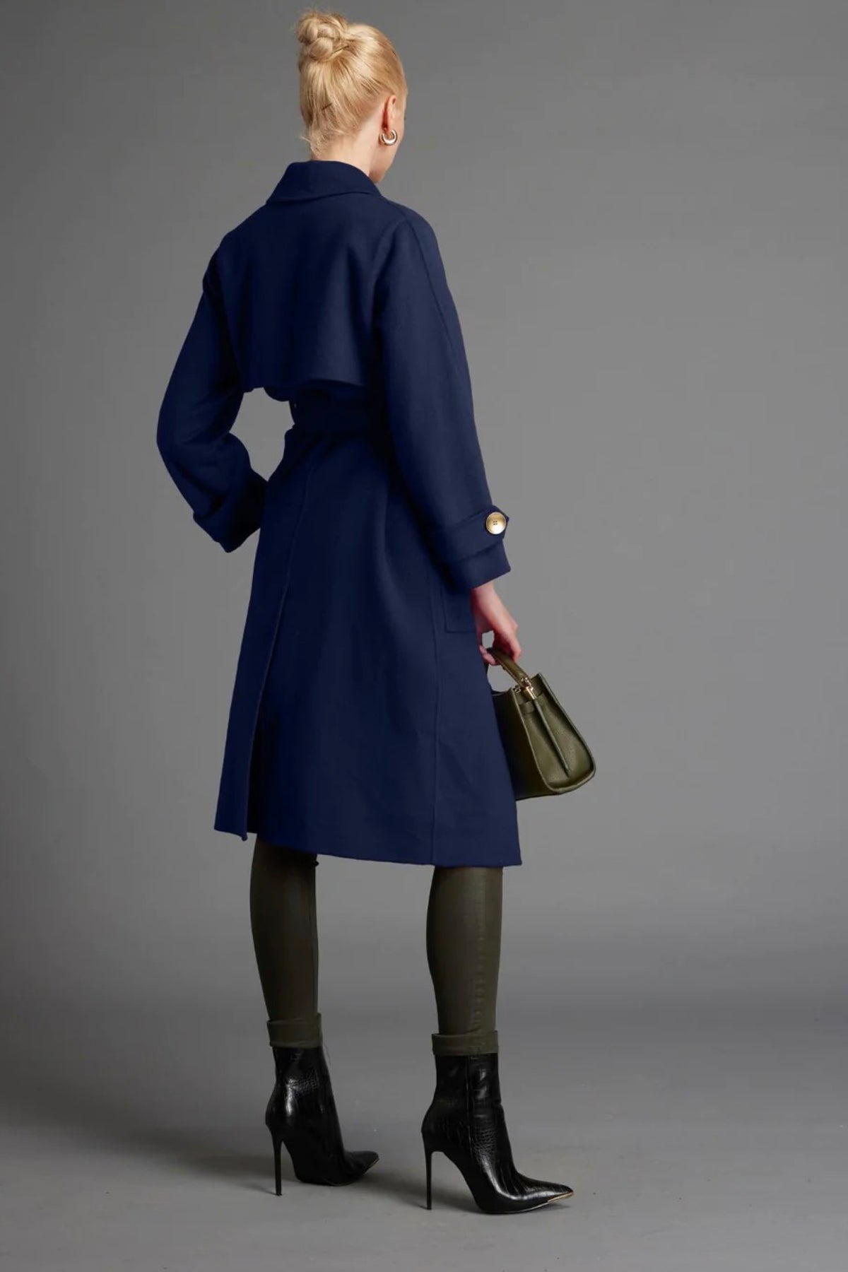 Withering Belted Wrap Trench Coat Navy